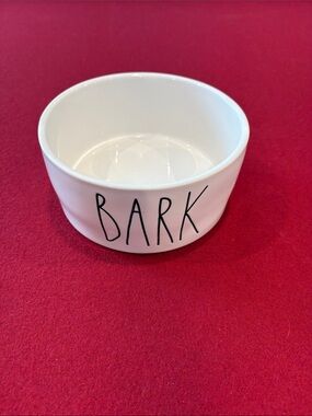 Rae Dunn White Ceramic Pet Bowl with BARK Text